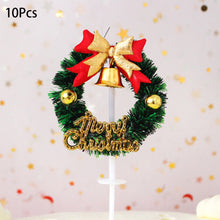 Load image into Gallery viewer, 10Pcs Cake Topper Christmas Theme Plastic Fruit Picks Cupcake Topper Cake Insert Cards For Party Decoration Supplies Cake Decoration
