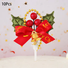 Load image into Gallery viewer, 10Pcs Cake Topper Christmas Theme Plastic Fruit Picks Cupcake Topper Cake Insert Cards For Party Decoration Supplies Cake Decoration
