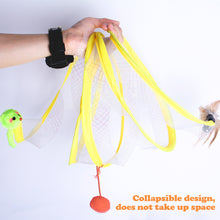 Load image into Gallery viewer, Folded Cat Spiral Tunnel Mouse Pendant Spring Toy S Type Cat Tunnel Tube Pet Collapsible Interactive Toy with Feather for Rabbit Kitten
