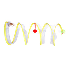 Load image into Gallery viewer, Folded Cat Spiral Tunnel Mouse Pendant Spring Toy S Type Cat Tunnel Tube Pet Collapsible Interactive Toy with Feather for Rabbit Kitten
