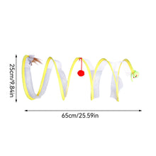 Load image into Gallery viewer, Folded Cat Spiral Tunnel Mouse Pendant Spring Toy S Type Cat Tunnel Tube Pet Collapsible Interactive Toy with Feather for Rabbit Kitten
