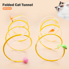 Load image into Gallery viewer, Folded Cat Spiral Tunnel Mouse Pendant Spring Toy S Type Cat Tunnel Tube Pet Collapsible Interactive Toy with Feather for Rabbit Kitten
