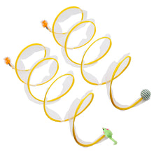 Load image into Gallery viewer, Folded Cat Spiral Tunnel Mouse Pendant Spring Toy S Type Cat Tunnel Tube Pet Collapsible Interactive Toy with Feather for Rabbit Kitten
