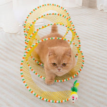 Load image into Gallery viewer, Folded Cat Spiral Tunnel Mouse Pendant Spring Toy S Type Cat Tunnel Tube Pet Collapsible Interactive Toy with Feather for Rabbit Kitten
