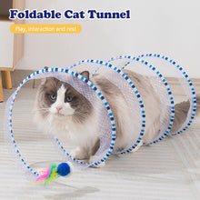 Load image into Gallery viewer, Folded Cat Spiral Tunnel Mouse Pendant Spring Toy S Type Cat Tunnel Tube Pet Collapsible Interactive Toy with Feather for Rabbit Kitten

