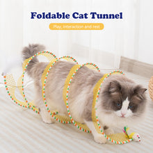 Load image into Gallery viewer, Folded Cat Spiral Tunnel Mouse Pendant Spring Toy S Type Cat Tunnel Tube Pet Collapsible Interactive Toy with Feather for Rabbit Kitten
