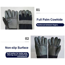 Load image into Gallery viewer, 1 Pair Denim Cowhide Welding Gloves Thickened Thermal Insulation Mechanical Handling Labor Protection Gloves
