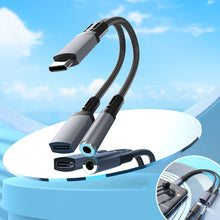 Load image into Gallery viewer, 1PC 10W 2-IN-1 Fast Charge Adapter Type-C To 3.5MM Earphone Audio Adapter For Apple 15 Samsung Huawei
