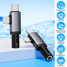 Load image into Gallery viewer, 1PC 2-IN-1 Audio Converter Lightning/Type-C To 3.5MM For Apple 15 Samsung Huawei
