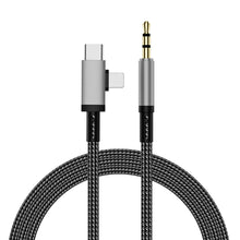 Load image into Gallery viewer, 1PC 2-IN-1 AUX Car Audio Cable 3.5MM To Type-C/Lightning For Apple Huawei Samsung
