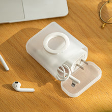 Load image into Gallery viewer, Headphone Charger Wire Holder Desktop Data Cable Storage Box with Cover Transparent Data Cable Storage Container for Office Home
