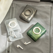 Load image into Gallery viewer, Headphone Charger Wire Holder Desktop Data Cable Storage Box with Cover Transparent Data Cable Storage Container for Office Home
