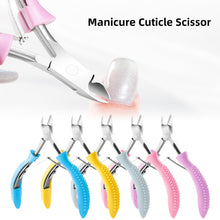 Load image into Gallery viewer, Stainless Steel Nail Cuticle Scissors Plastic Handle Dead Skin Remover Manicure Clipper Scissor Pedicure Fingernail Trimming Tool
