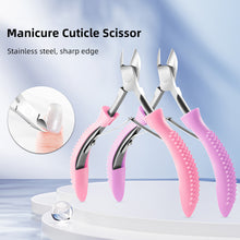 Load image into Gallery viewer, Stainless Steel Nail Cuticle Scissors Plastic Handle Dead Skin Remover Manicure Clipper Scissor Pedicure Fingernail Trimming Tool
