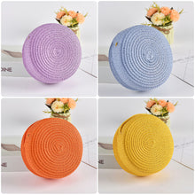 Load image into Gallery viewer, Children's Straw Woven Crossbody Bag Little Girl's Mobile Backpack Seaside Travel Straw Woven Cute Mini Wallet
