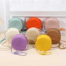 Load image into Gallery viewer, Children's Straw Woven Crossbody Bag Little Girl's Mobile Backpack Seaside Travel Straw Woven Cute Mini Wallet
