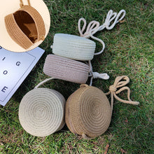 Load image into Gallery viewer, Children's Straw Woven Crossbody Bag Little Girl's Mobile Backpack Seaside Travel Straw Woven Cute Mini Wallet
