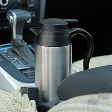 Load image into Gallery viewer, 12V/24V 750ML/1200ML Stainless Steel Car Electric Heating Cup Kettle Water Heater Bottle Auto Shut Off Fast Boiling Kettle Travel
