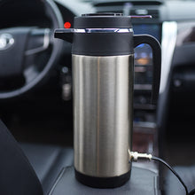 Load image into Gallery viewer, 12V/24V 750ML/1200ML Stainless Steel Car Electric Heating Cup Kettle Water Heater Bottle Auto Shut Off Fast Boiling Kettle Travel

