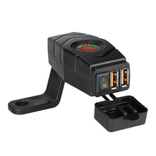 Load image into Gallery viewer, 36W Motorcycle Dual USB Charger Handlebar QC3.0 Fast Charging Waterproof 12V Phone Socket Adapter With Voltmeter Display Accessories
