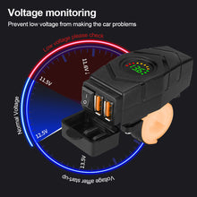 Load image into Gallery viewer, 36W Motorcycle Dual USB Charger Handlebar QC3.0 Fast Charging Waterproof 12V Phone Socket Adapter With Voltmeter Display Accessories
