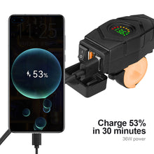 Load image into Gallery viewer, 36W Motorcycle Dual USB Charger Handlebar QC3.0 Fast Charging Waterproof 12V Phone Socket Adapter With Voltmeter Display Accessories
