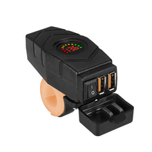 Load image into Gallery viewer, 36W Motorcycle Dual USB Charger Handlebar QC3.0 Fast Charging Waterproof 12V Phone Socket Adapter With Voltmeter Display Accessories
