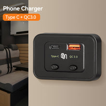 Load image into Gallery viewer, 12V/24V Car Fast Charger Type C + QC3.0 USB A PortLED Light Phone Charger Auto Adapter for RV RV Home Camper Caravans
