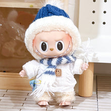 Load image into Gallery viewer, Mini Fashionable Sweater Scarf Hat Set Doll Clothes Cute Exquisite Dolls Decoration Accessories Dressing Up Clothes for 17CM Labubu Doll
