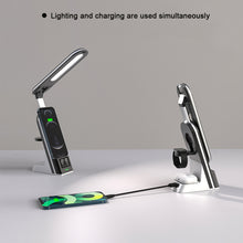 Load image into Gallery viewer, 15W 7-IN-1 Multifunctional Desk Lamp Wireless Charging Foldable Led Eye Protection Desk Lamp Mobile Charger With Alarm Clock

