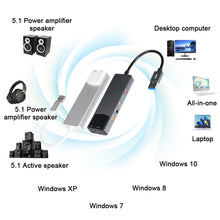 Load image into Gallery viewer, Multi-Function Aluminum Alloy USB External Fiber Optic Sound Card 5.1 Channel Movie TV Audio Plug And Play
