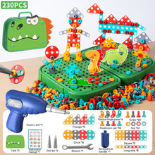 Load image into Gallery viewer, 230pcs Children DIY Tool Toys Set Electric Drill Screw Nuts 3D Puzzle Toy Pretend Play Tool Kits 2D/3D Educational Toy
