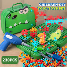 Load image into Gallery viewer, 230pcs Children DIY Tool Toys Set Electric Drill Screw Nuts 3D Puzzle Toy Pretend Play Tool Kits 2D/3D Educational Toy
