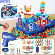 Load image into Gallery viewer, 230pcs Children DIY Tool Toys Set Electric Drill Screw Nuts 3D Puzzle Toy Pretend Play Tool Kits 2D/3D Educational Toy
