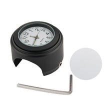 Load image into Gallery viewer, Motorcycle Handlebar Luminous Clock Mount Black for 22mm-25mm Scooter Bicycle Handlebar Waterproof Time Display Aluminum Quartz Watch
