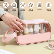 Load image into Gallery viewer, Splicing Makeup Bag PVC Translucent Large Capacity Bath Bag PU Waterproof Handheld Portable Travel Storage Bag
