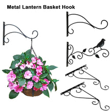 Load image into Gallery viewer, Metal Lantern Flower Basket Feeder Hook Home Bird Street Lamp Bracket Outdoor Hook Metal Wall Hanging Basket Hook
