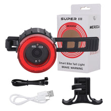 Load image into Gallery viewer, Intelligent Sensing Bicycle Brake Taillight COB Large Aperture Long Endurance Night Riding Warning Light USB Charging
