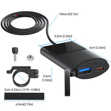 Load image into Gallery viewer, Motorcycle Dual USB Charger Handlebar 30W+18W PD+QC3.0 Fast Charging Waterproof 12V Phone Socket Adapter Accessories

