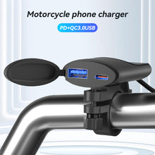 Load image into Gallery viewer, Motorcycle Dual USB Charger Handlebar 30W+18W PD+QC3.0 Fast Charging Waterproof 12V Phone Socket Adapter Accessories
