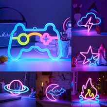 Load image into Gallery viewer, Gamepad Fire Moon Star LED Bright Neon Light Night Sign Modeling Lamp Room Wall Art Decoration Wholesale Xmas Birthday Wedding
