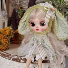 Load image into Gallery viewer, Handmade Doll Skirt Dress With Big Ear Rabbit Hat Doll Floral Patterned Dress For Ob22 Ob24 For Doll

