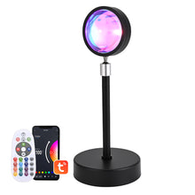 Load image into Gallery viewer, USB Sunset Lamp APP Bluetooth Remote Control LED Projector Photography Wall Atmosphere Lighting Projection Lamp for Bedroom Home Decor Gift
