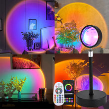Load image into Gallery viewer, USB Sunset Lamp APP Bluetooth Remote Control LED Projector Photography Wall Atmosphere Lighting Projection Lamp for Bedroom Home Decor Gift
