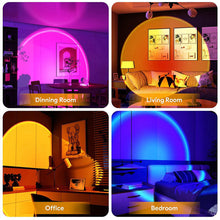 Load image into Gallery viewer, USB Sunset Lamp APP Bluetooth Remote Control LED Projector Photography Wall Atmosphere Lighting Projection Lamp for Bedroom Home Decor Gift
