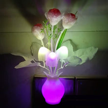 Load image into Gallery viewer, Rose Flower Led Night Light With Sensor Plug-in Auto Switch Mushroom Night Lamp Wall Light Home Living Room Decor

