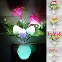 Load image into Gallery viewer, Rose Flower Led Night Light With Sensor Plug-in Auto Switch Mushroom Night Lamp Wall Light Home Living Room Decor
