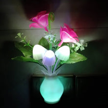 Load image into Gallery viewer, Rose Flower Led Night Light With Sensor Plug-in Auto Switch Mushroom Night Lamp Wall Light Home Living Room Decor

