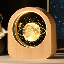 Load image into Gallery viewer, Wooden Base 3D Inner Carving Crystal Ball Luminous Galaxy Moon Ornaments Christmas New Year Creative Gift Nightlight
