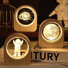 Load image into Gallery viewer, Wooden Base 3D Inner Carving Crystal Ball Luminous Galaxy Moon Ornaments Christmas New Year Creative Gift Nightlight
